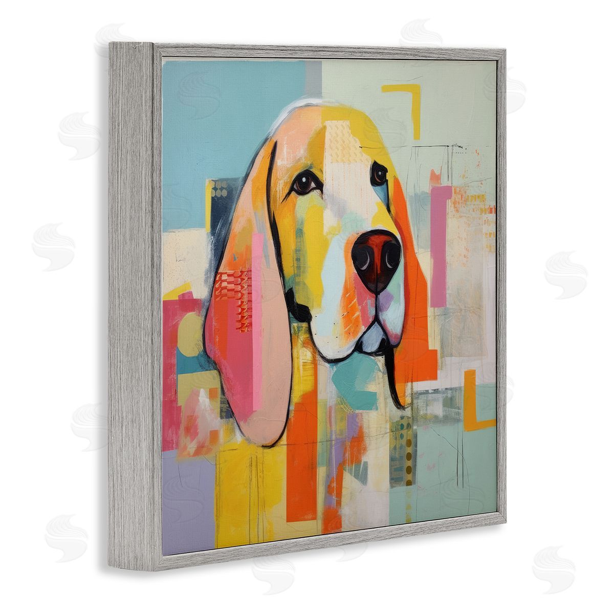 Abstract Dog Portrait Grey Frame Print Wall Art, Home Decor by Irena Orlov