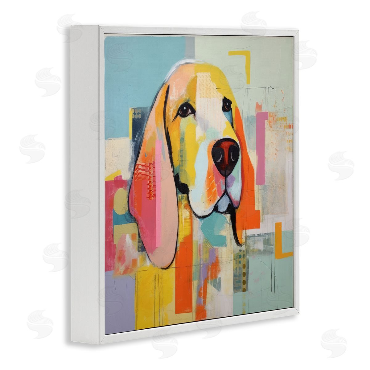 Abstract Dog Portrait White Frame Print Wall Art, Home Decor by Irena Orlov