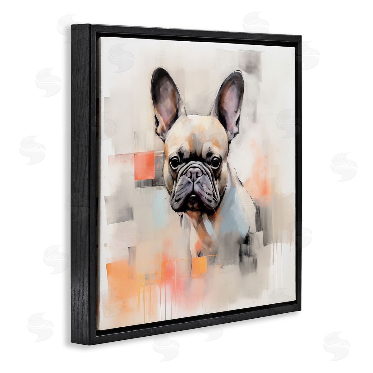 French Bulldog Abstract Black Floating Frame Canvas Wall Art, Home Decor by Irena Orlov