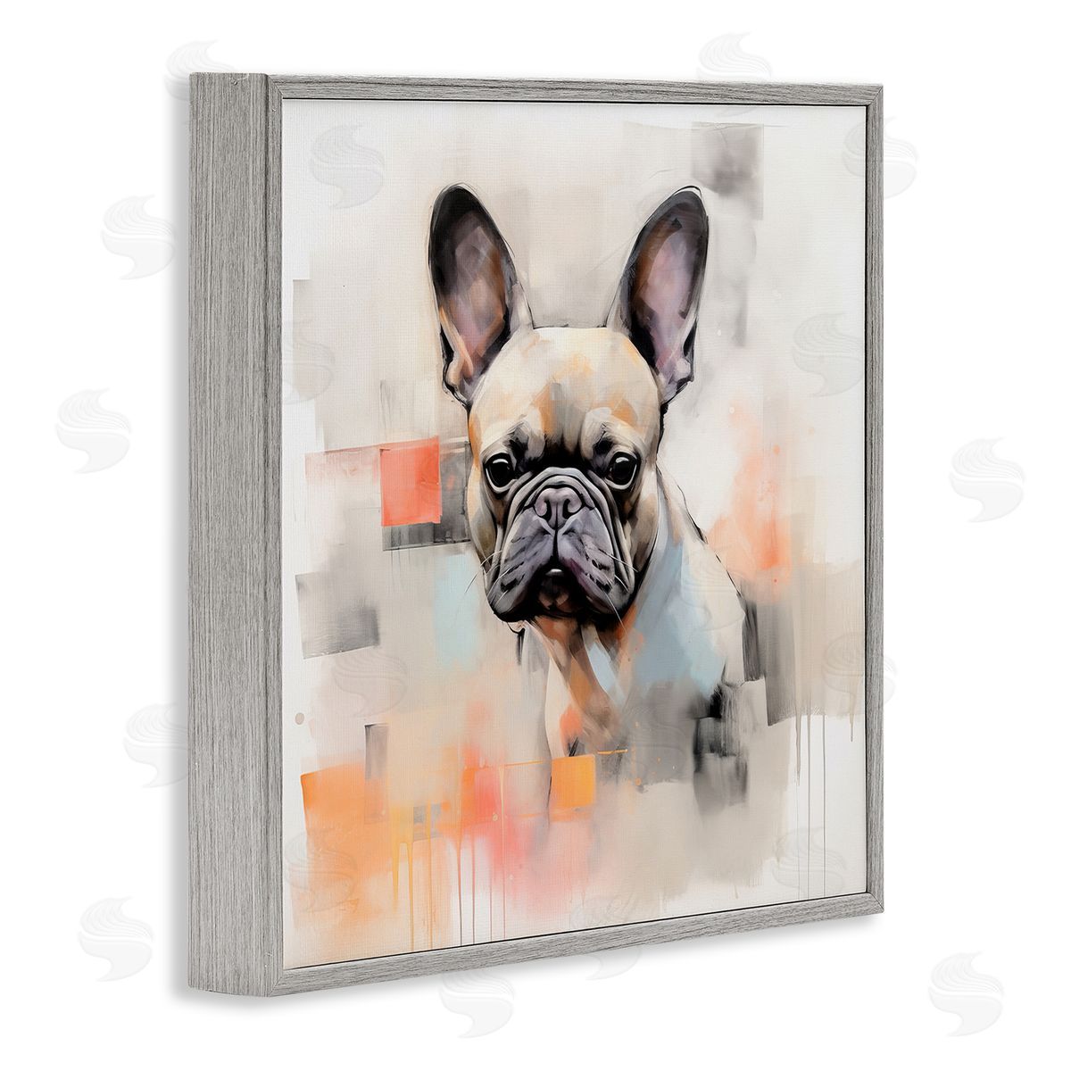 French Bulldog Abstract Grey Frame Print Wall Art, Home Decor by Irena Orlov