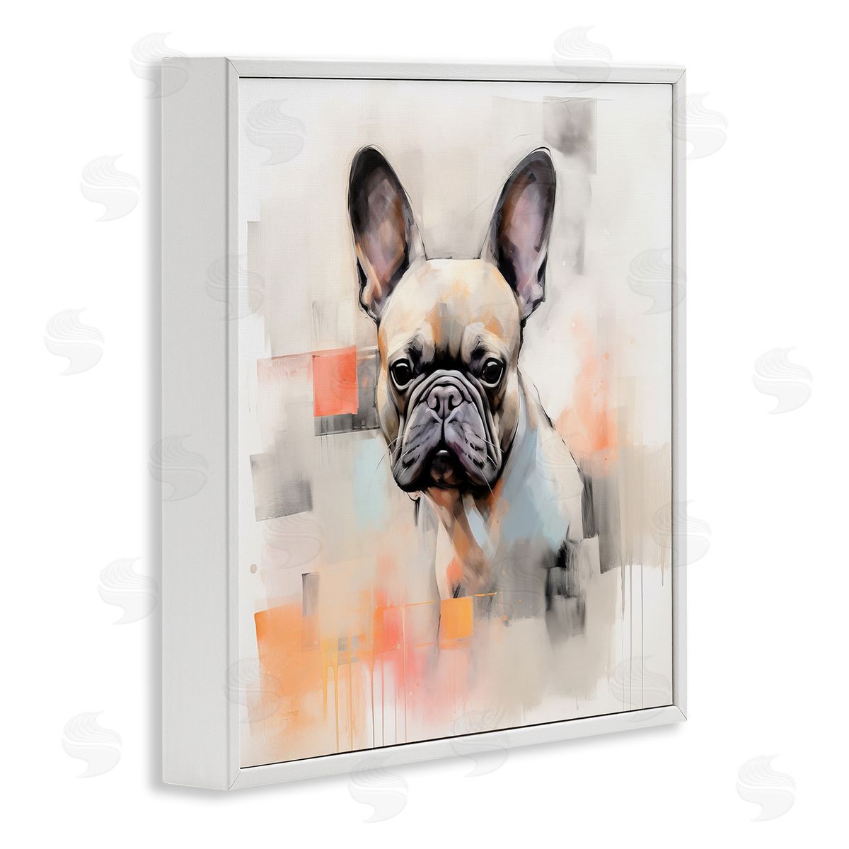 French Bulldog Abstract White Frame Print Wall Art, Home Decor by Irena Orlov