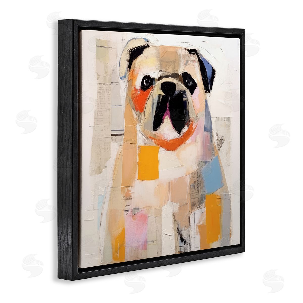 Irena Orlov Modern Pug Portrait Black Floater Frame Canvas Artside_