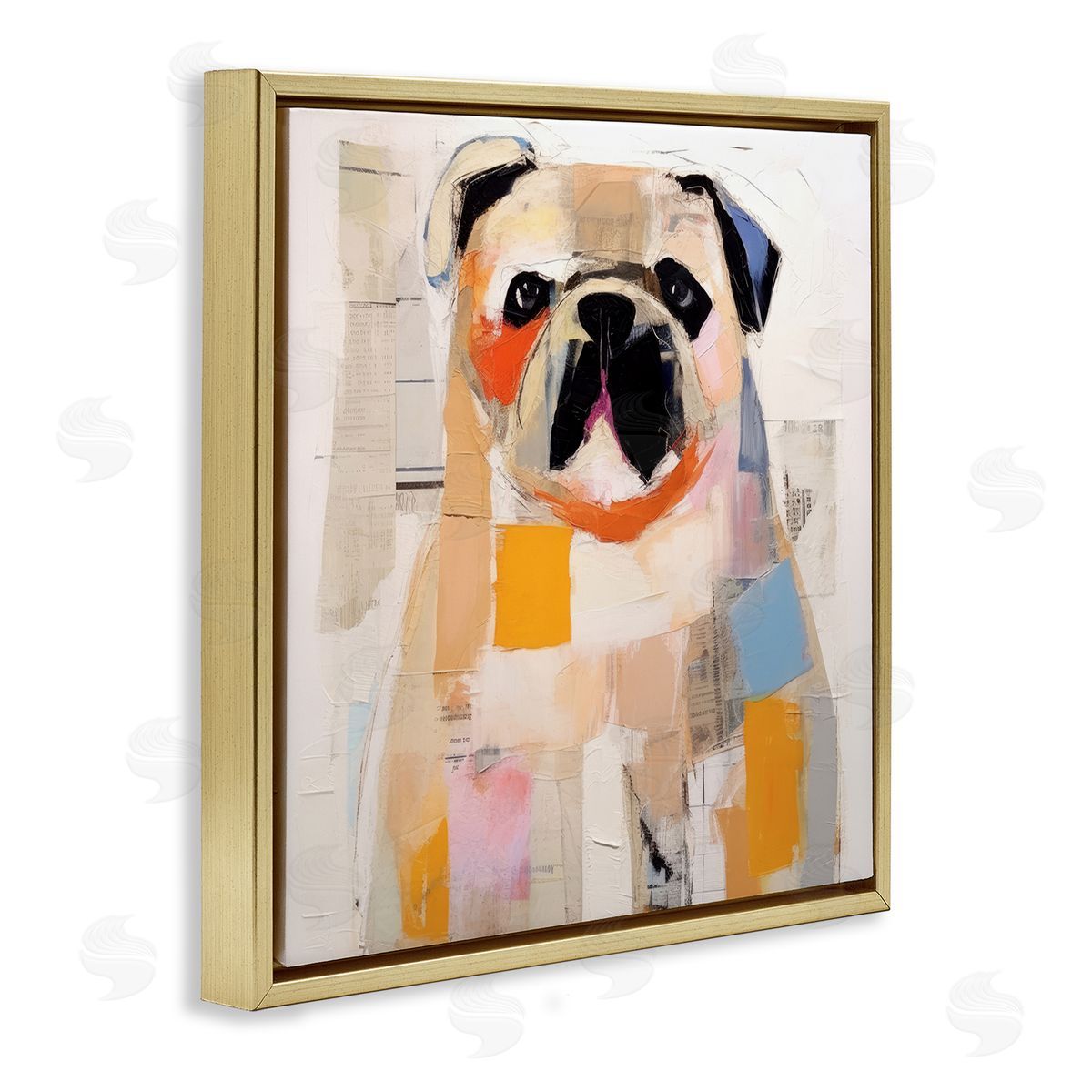 Irena Orlov Modern Pug Portrait Gold Floater Frame Canvas Artside_
