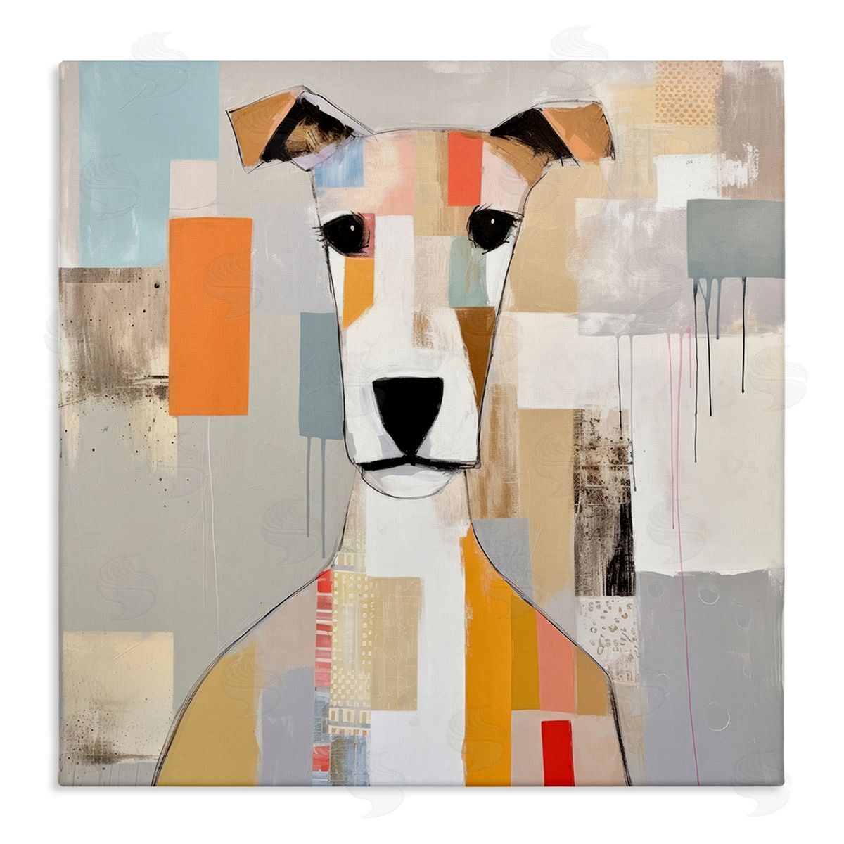 Dog Face Abstract Collage Canvas Wall Art, Home Decor by Irena Orlov