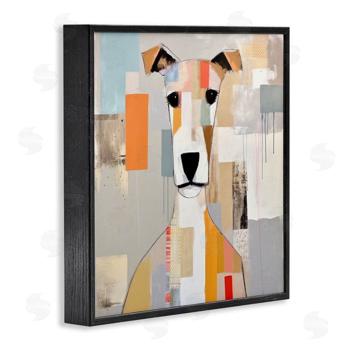 Dog Face Abstract Collage Black Frame Print Wall Art, Home Decor by Irena Orlov