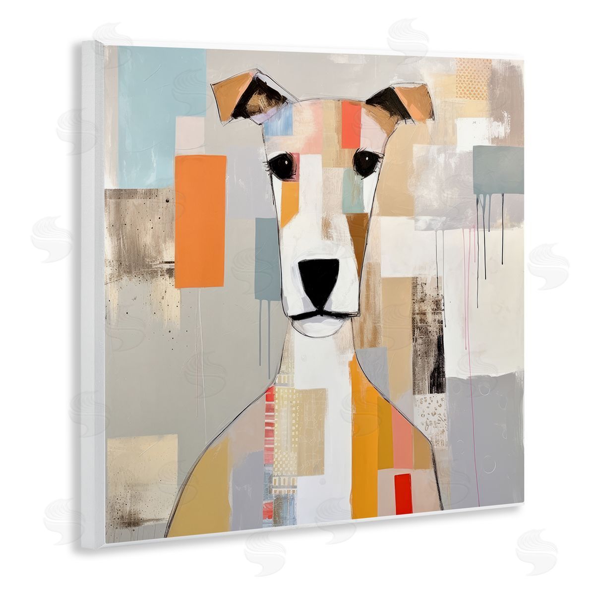 Dog Face Abstract Collage Wood Plaque Wall Art, Home Decor by Irena Orlov
