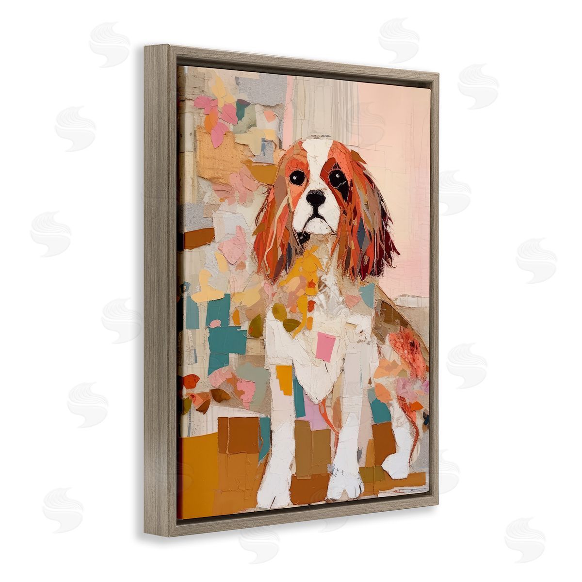 Irena Orlov Spaniel Dog Abstraction Brown Floater Frame Canvas Artside_