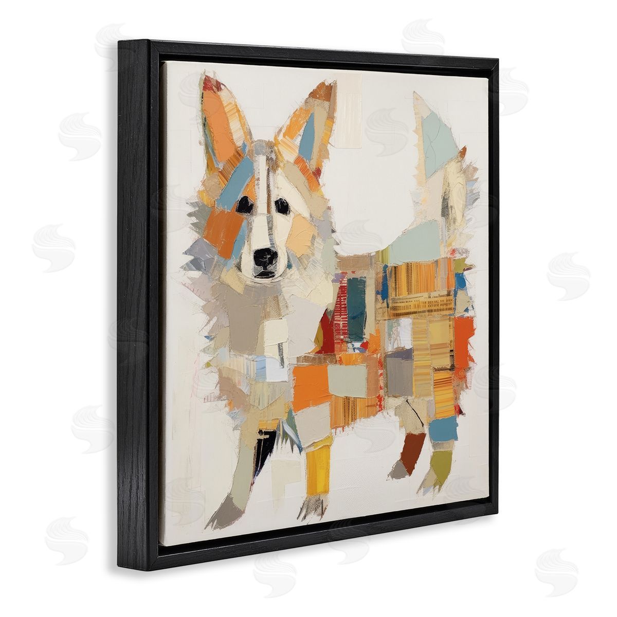 Irena Orlov Muted Dog Collage Black Floater Frame Canvas Artside_