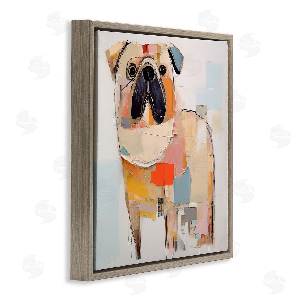 Irena Orlov Abstract Pug Collage Brown Floater Frame Canvas Artside_