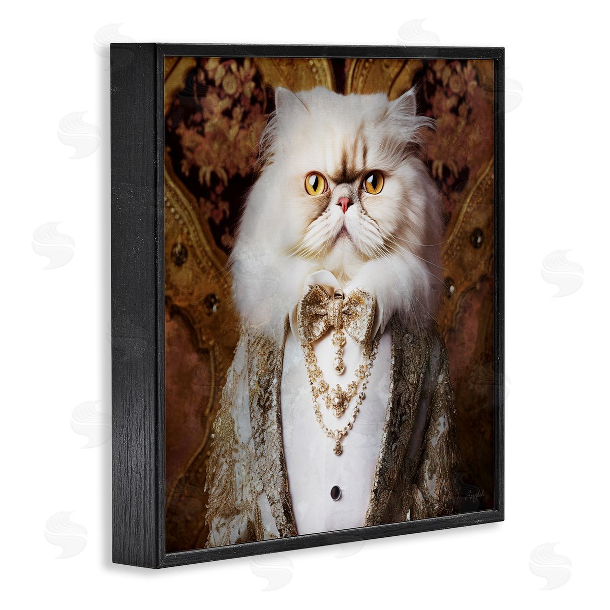 Roozbeh Fancy Cat Portrait Black Framed Giclee Wall Artside_