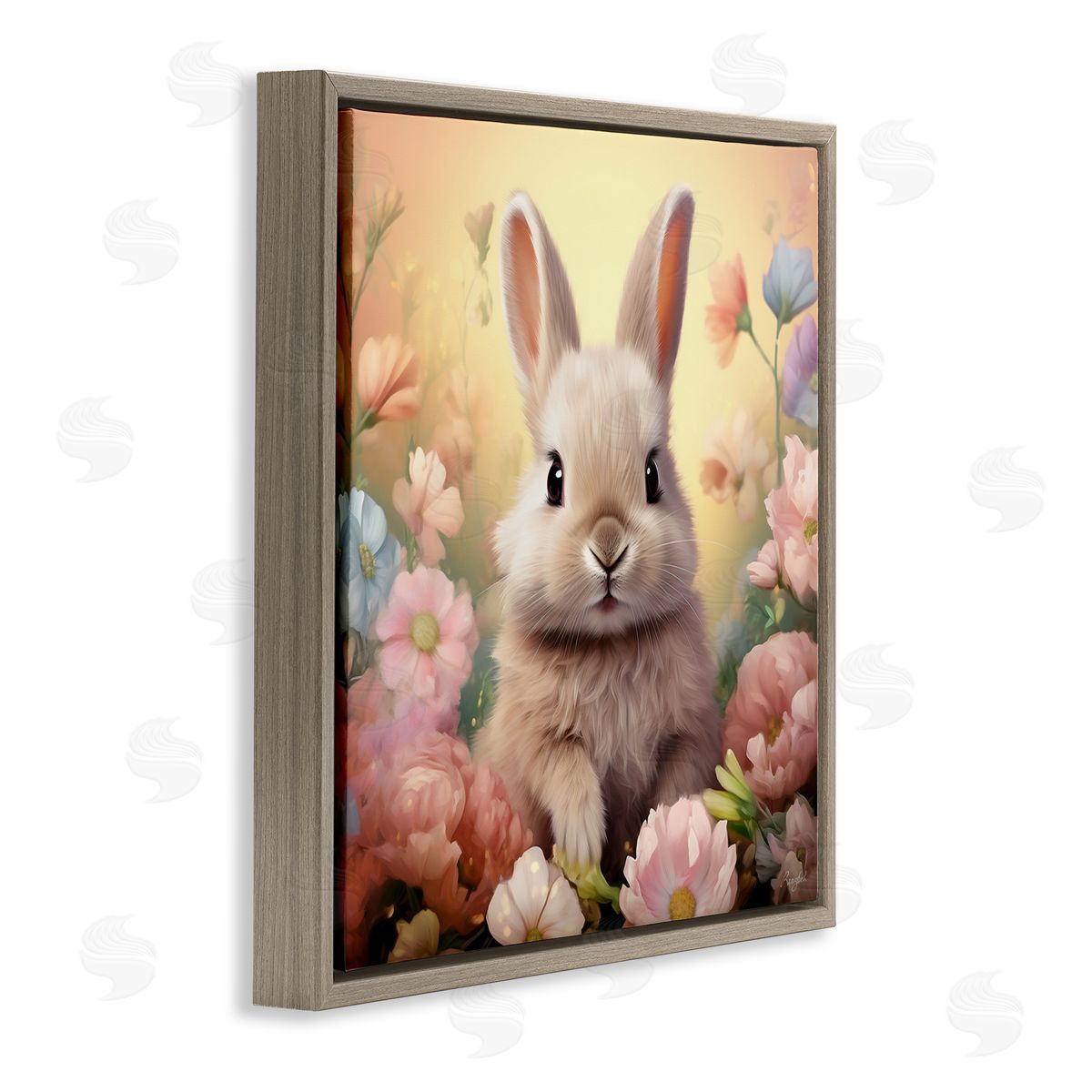 Roozbeh Bunny in Meadow Brown Floater Frame Canvas Artside_