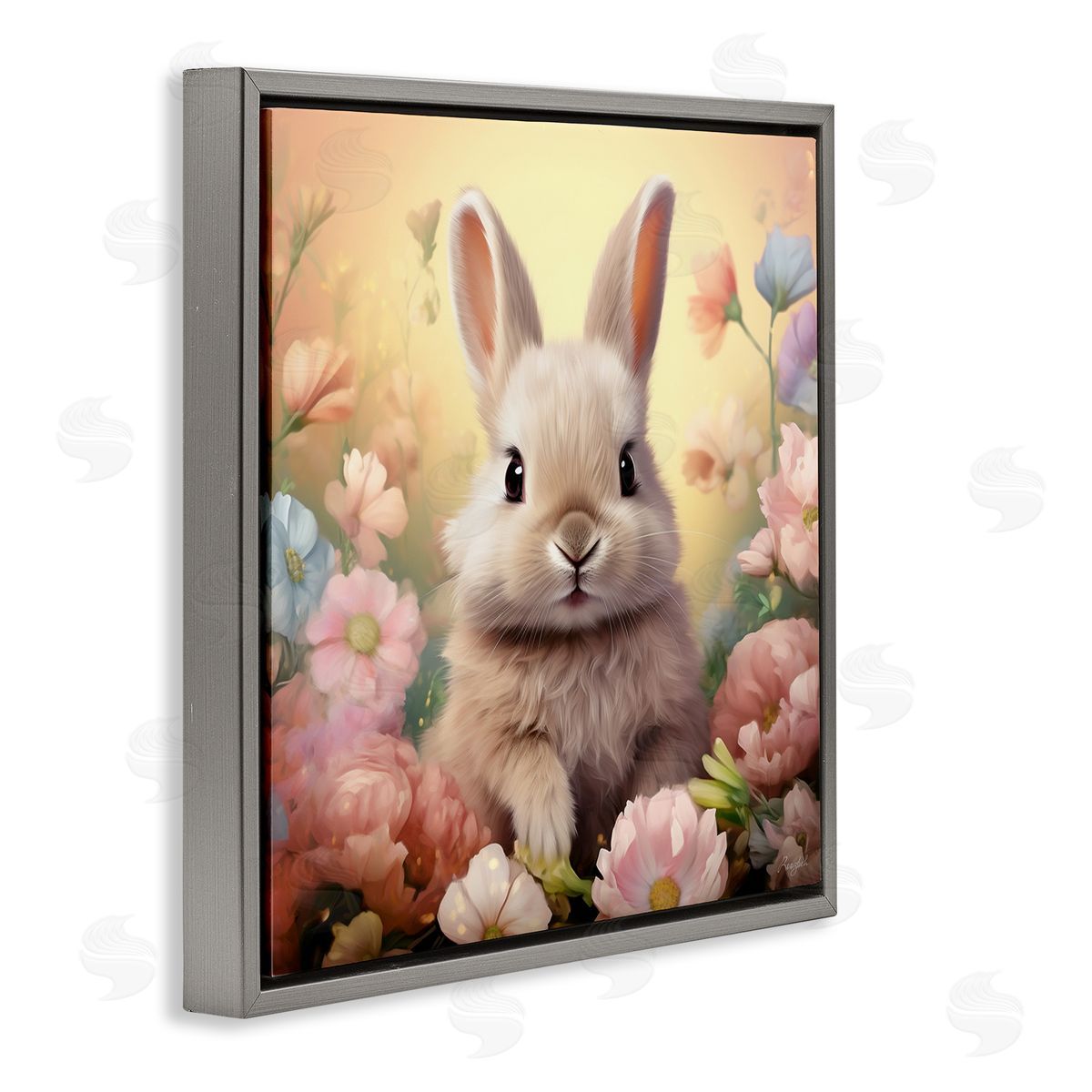 Roozbeh Bunny in Meadow Gray Floater Frame Canvas Artside_