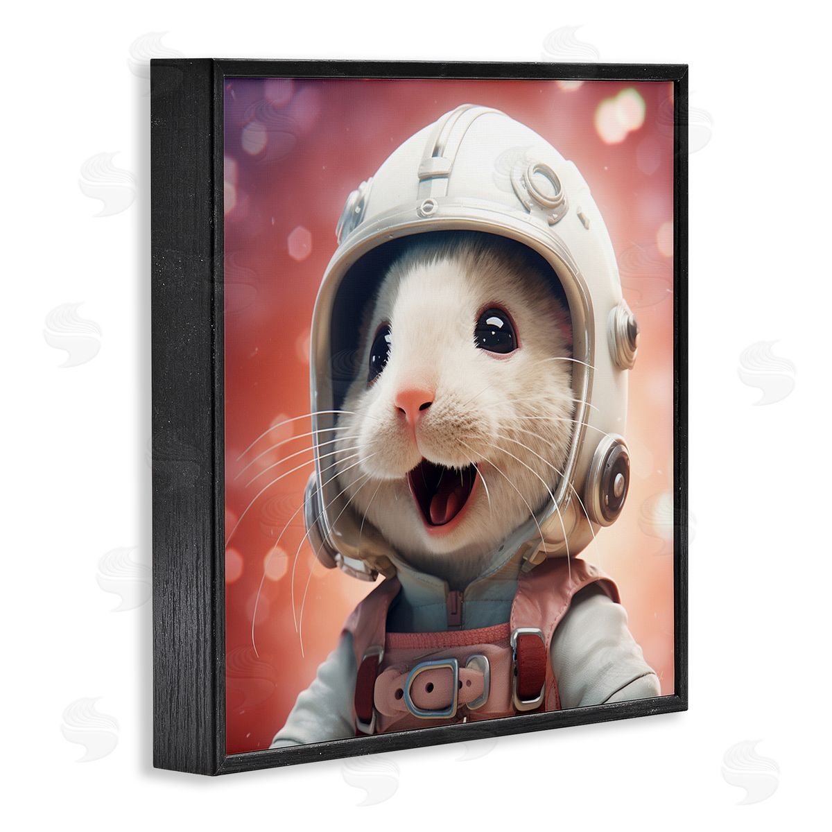 Roozbeh Astronaut Mouse Portrait Black Framed Giclee Wall Artside_