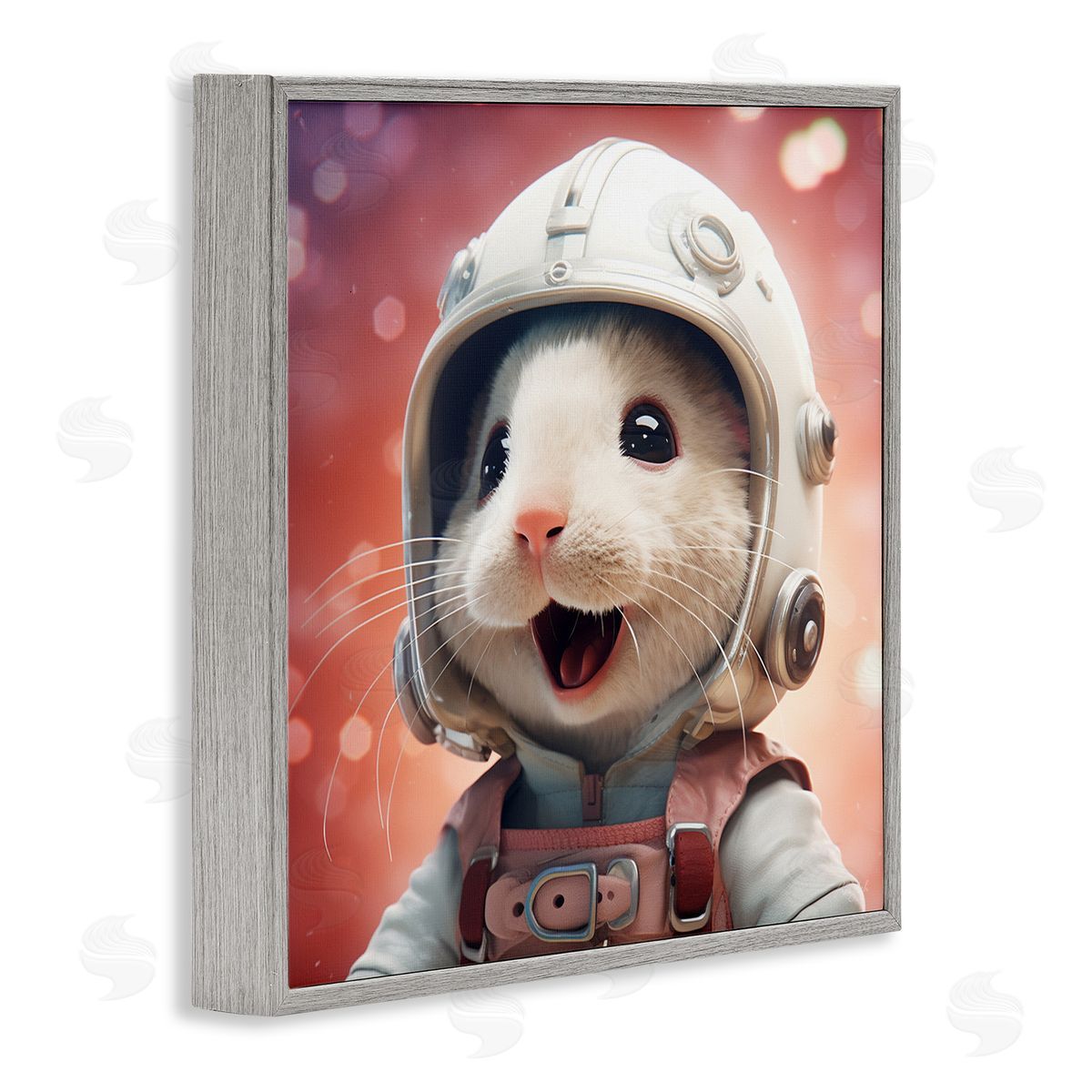 Astronaut Mouse Portrait Grey Frame Print Wall Art, Home Decor by Roozbeh