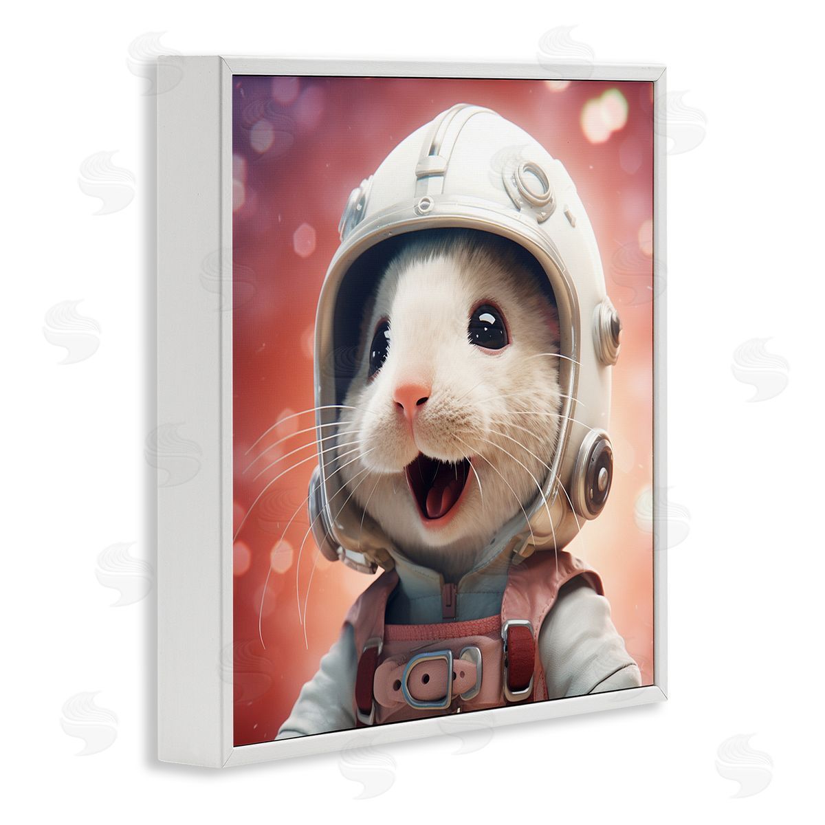 Roozbeh Astronaut Mouse Portrait White Framed Giclee Wall Artside_