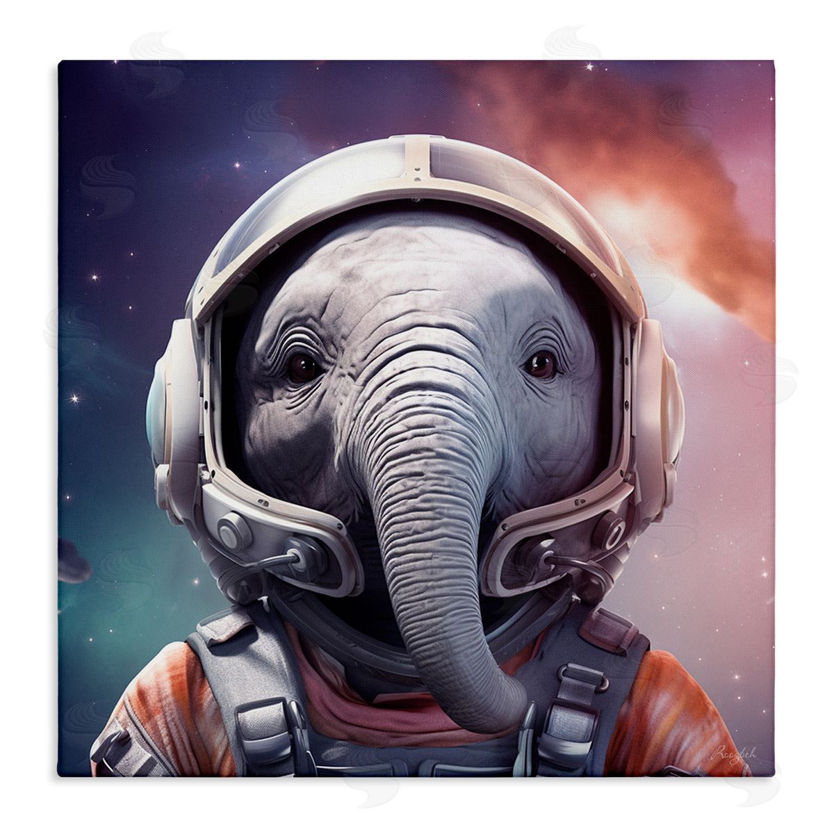 Roozbeh Astronaut Elephant Portrait Canvas Wall Art