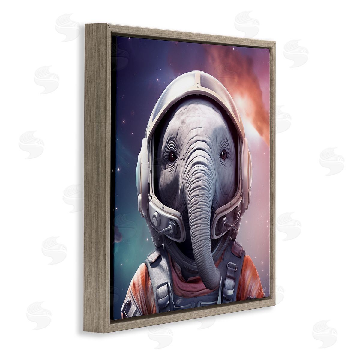 Roozbeh Astronaut Elephant Portrait Brown Floater Frame Canvas Artside_