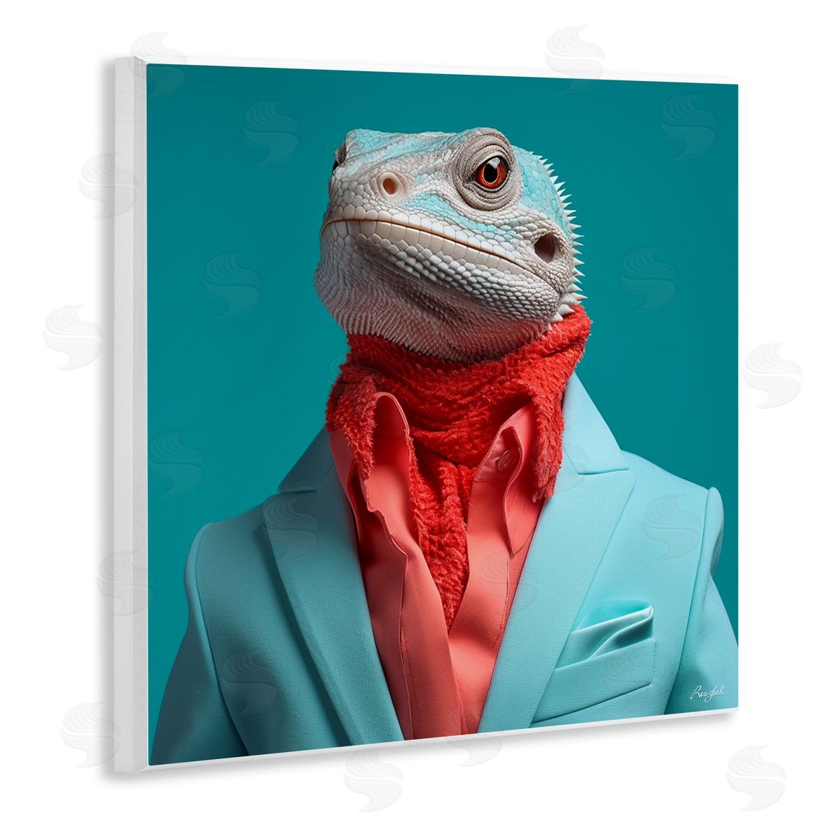 Roozbeh Trendy Iguana Portrait Wall Plaque Artside_