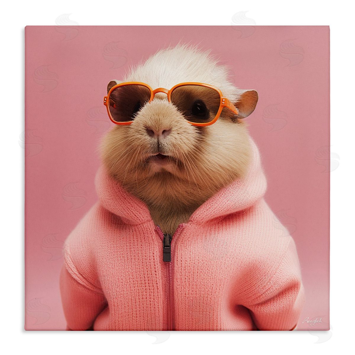 Roozbeh Fashionable Animal in Pink Canvas Wall Art