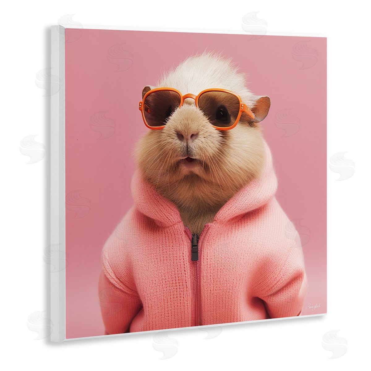 Roozbeh Fashionable Animal in Pink Wall Plaque Artside_