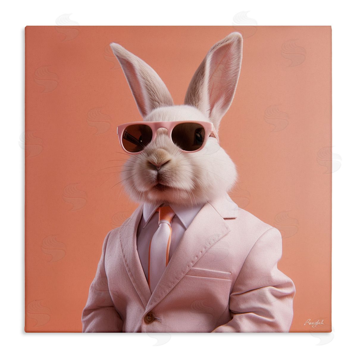 Roozbeh Rabbit Wearing Suit Canvas Wall Art