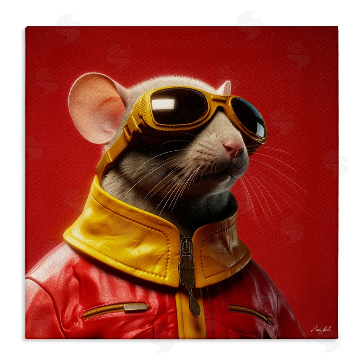 Roozbeh Mouse in Red Portrait Canvas Wall Art