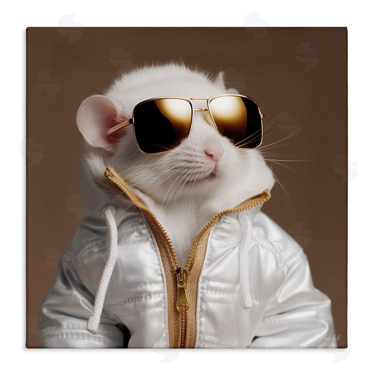 Roozbeh Fashionable White Mouse Canvas Wall Art