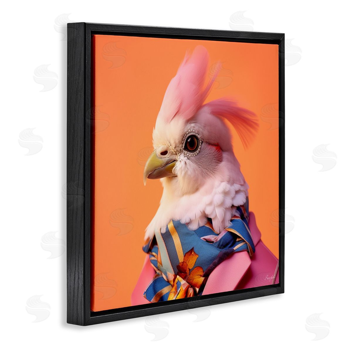Roozbeh Stylish Bird Portrait Black Floater Frame Canvas Artside_