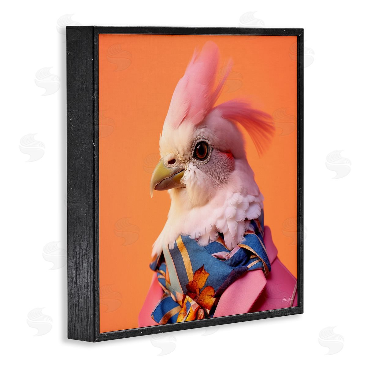 Roozbeh Stylish Bird Portrait Black Framed Giclee Wall Artside_