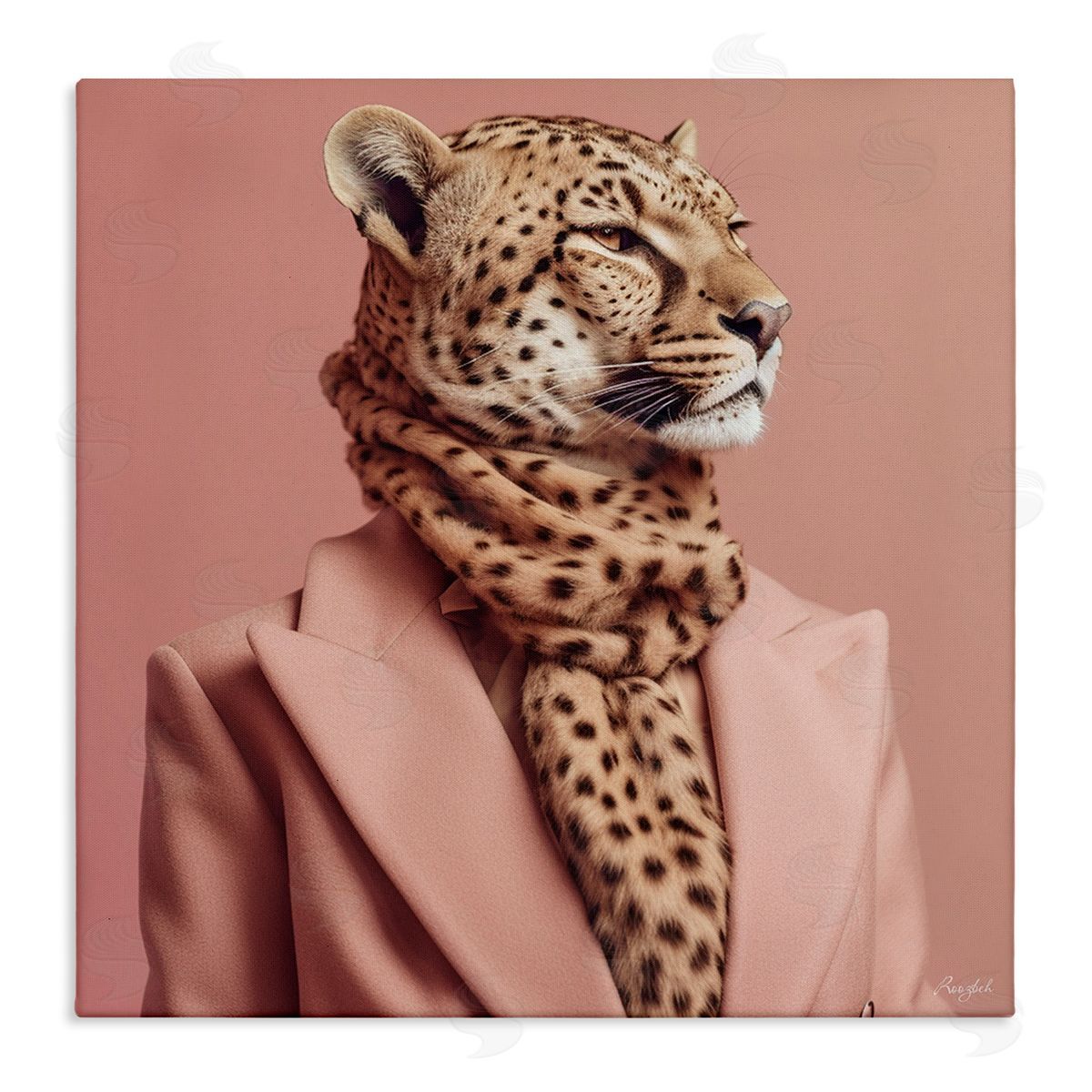 Fashionable Cheetah Portrait Canvas Wall Art, Home Decor by Roozbeh