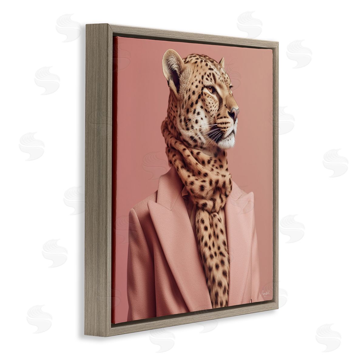 Roozbeh Fashionable Cheetah Portrait Brown Floater Frame Canvas Artside_