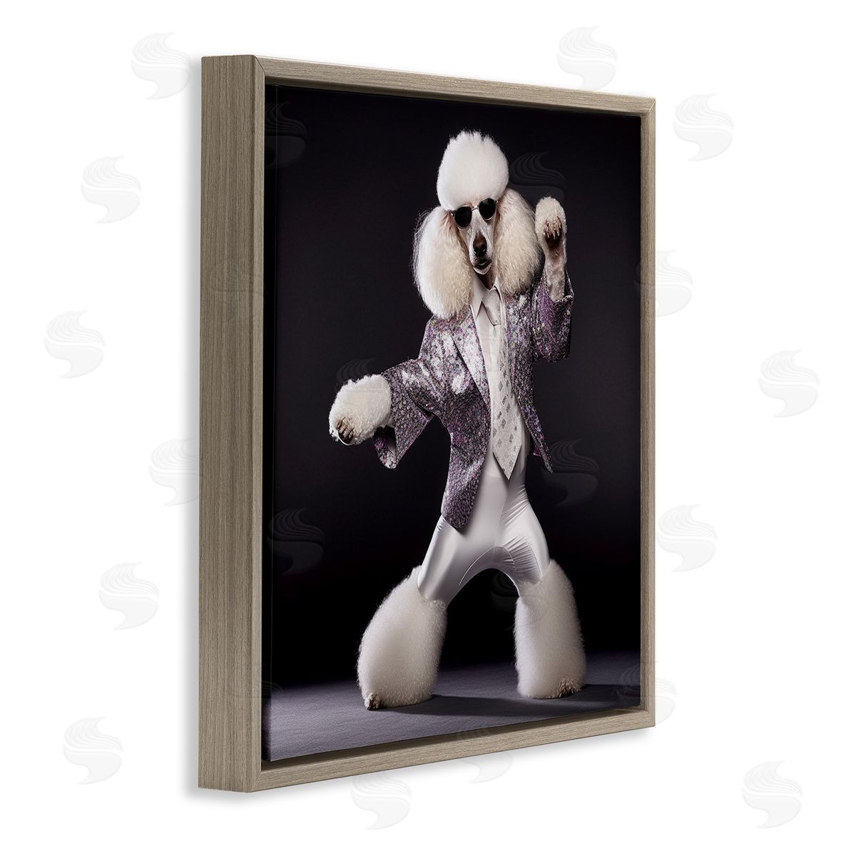 Roozbeh Poodle Dancing Portrait Brown Floater Frame Canvas Artside_