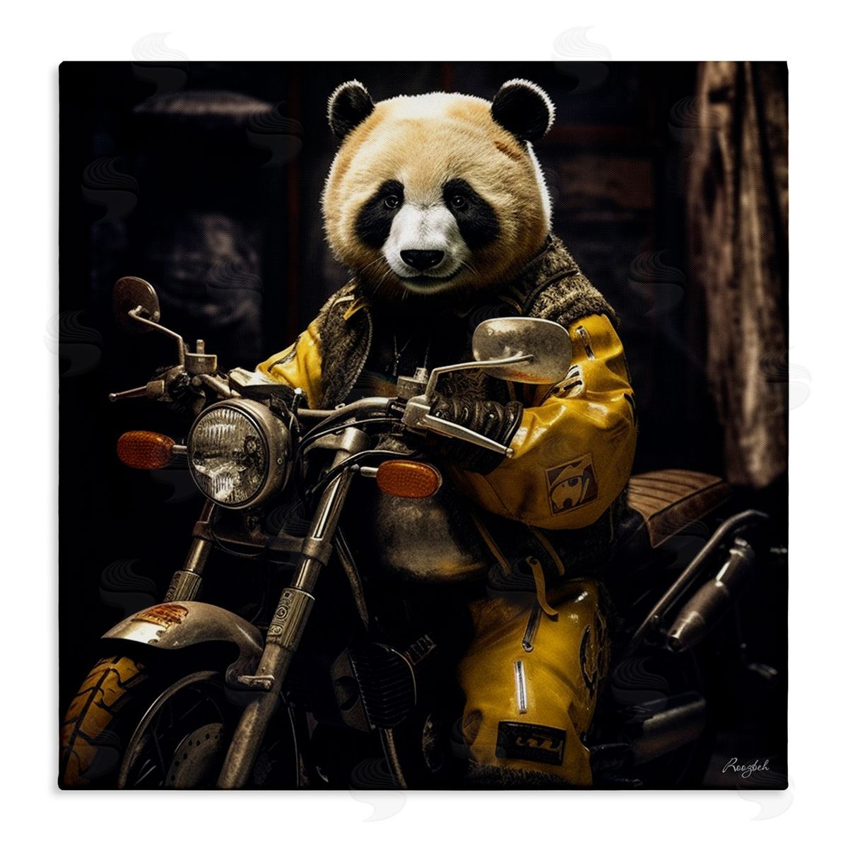 Roozbeh Panda on Motorcycle Canvas Wall Art