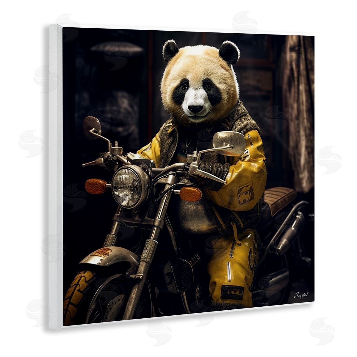 Roozbeh Panda on Motorcycle Wall Plaque Artside_