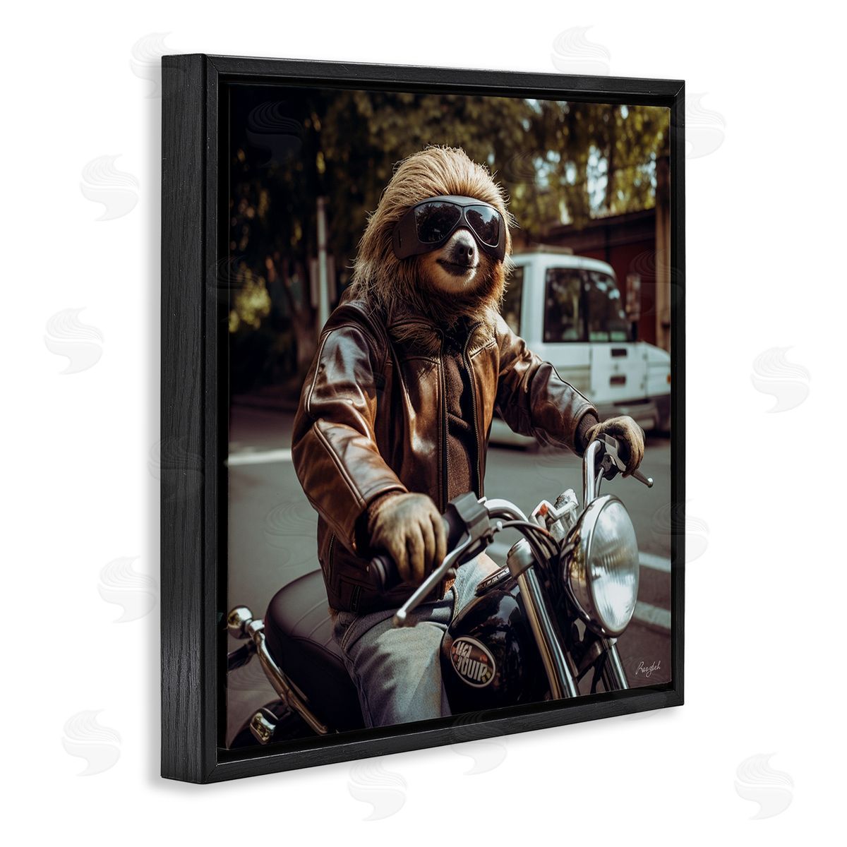 Roozbeh Biker Animal Portrait Black Floater Frame Canvas Artside_