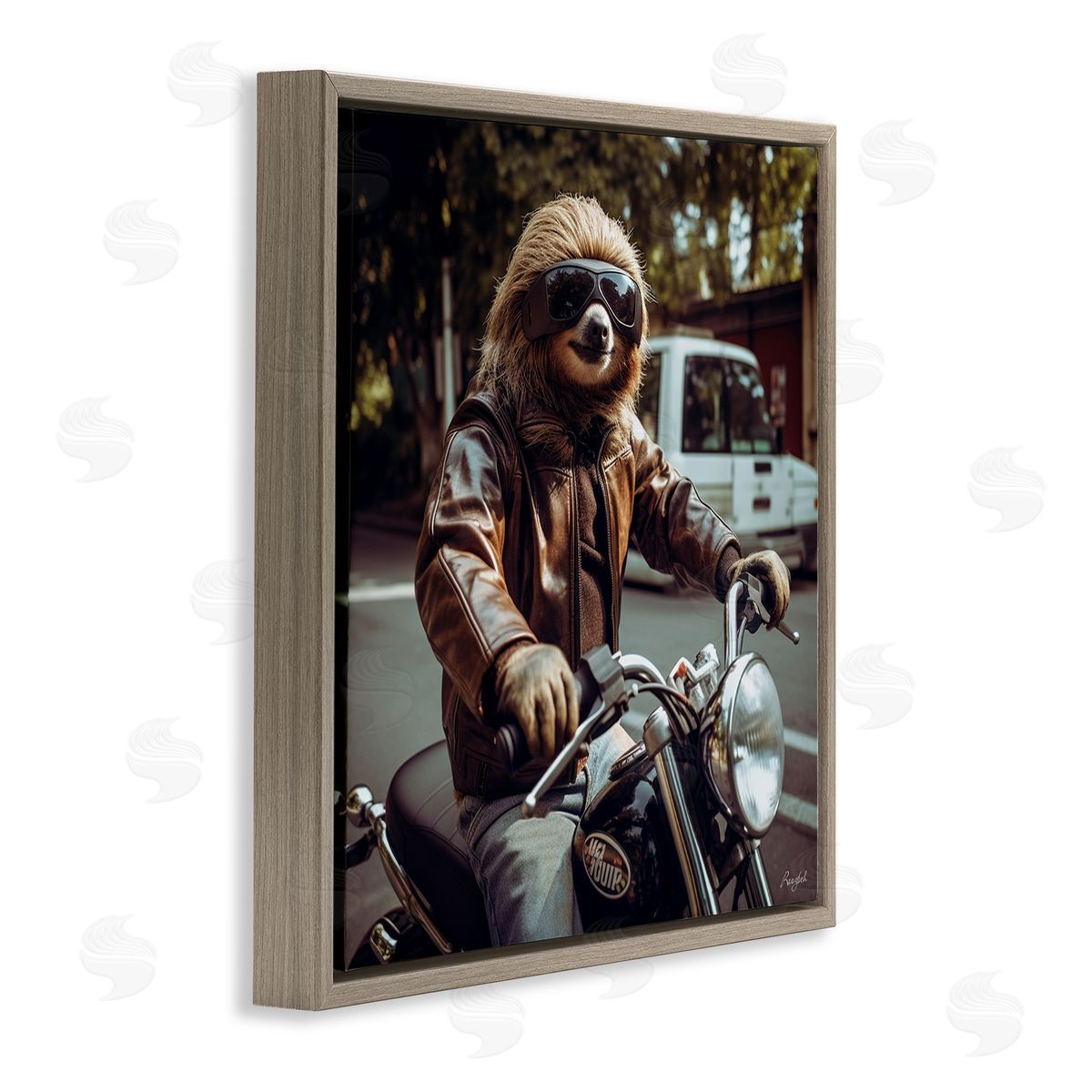 Roozbeh Biker Animal Portrait Brown Floater Frame Canvas Artside_
