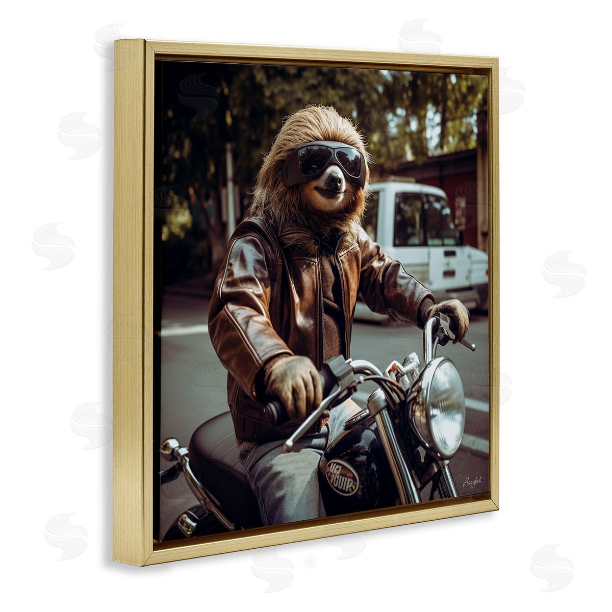 Roozbeh Biker Animal Portrait Gold Floater Frame Canvas Artside_