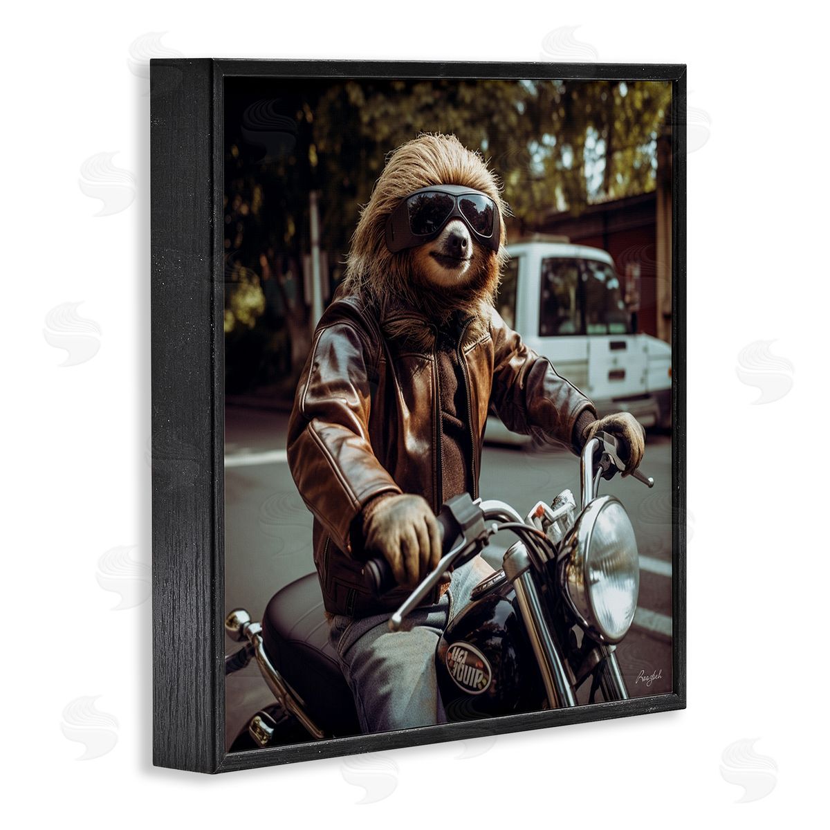 Roozbeh Biker Animal Portrait Black Framed Giclee Wall Artside_
