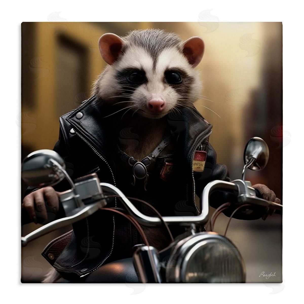 Roozbeh Possum Motorcycle Biker Canvas Wall Art