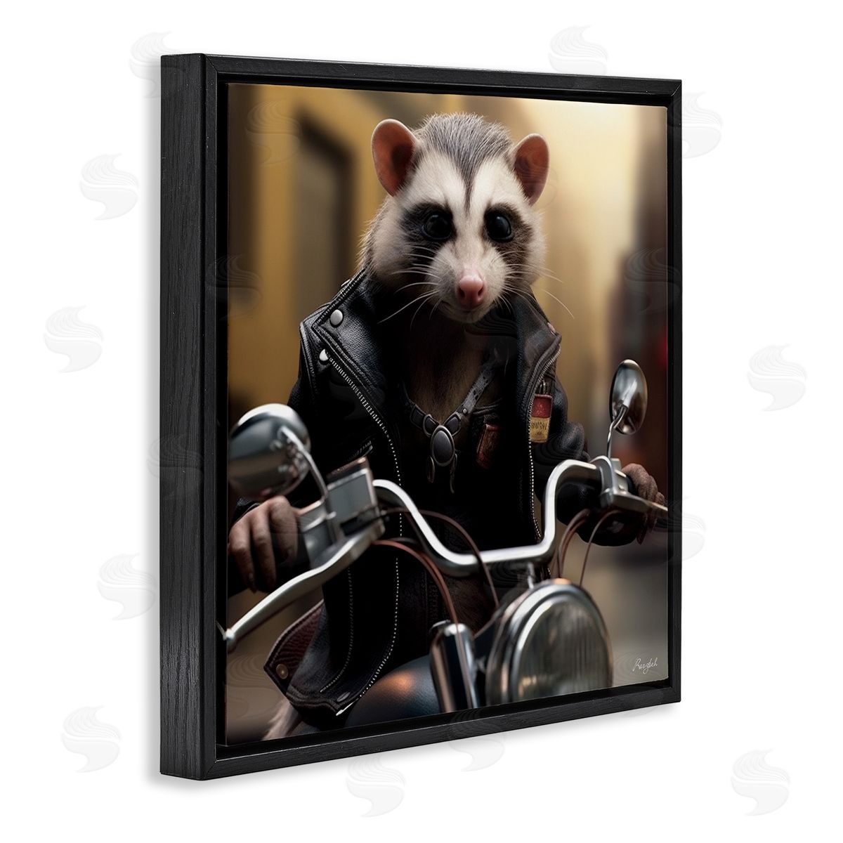 Roozbeh Possum Motorcycle Biker Black Floater Frame Canvas Artside_
