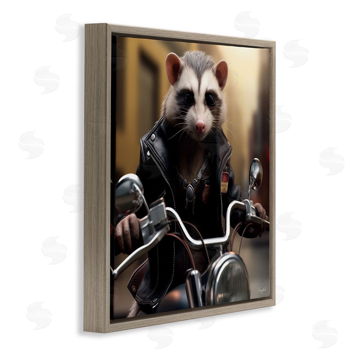 Roozbeh Possum Motorcycle Biker Brown Floater Frame Canvas Artside_