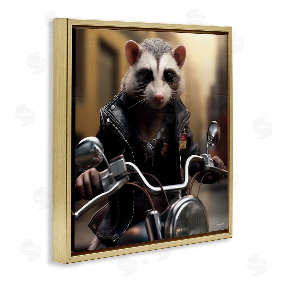 Roozbeh Possum Motorcycle Biker Gold Floater Frame Canvas Artside_