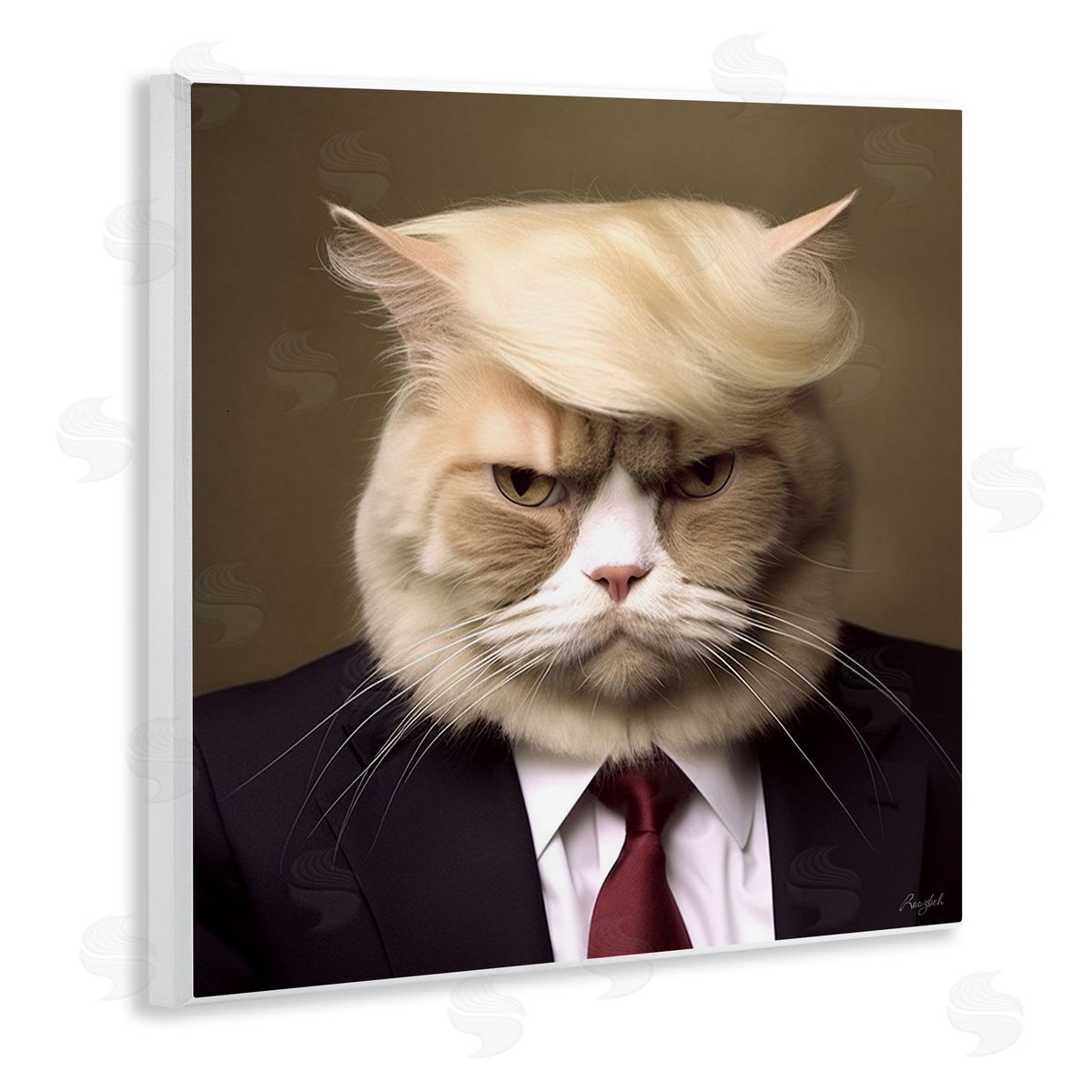 Roozbeh Trump Cat Portrait Wall Plaque Artside_
