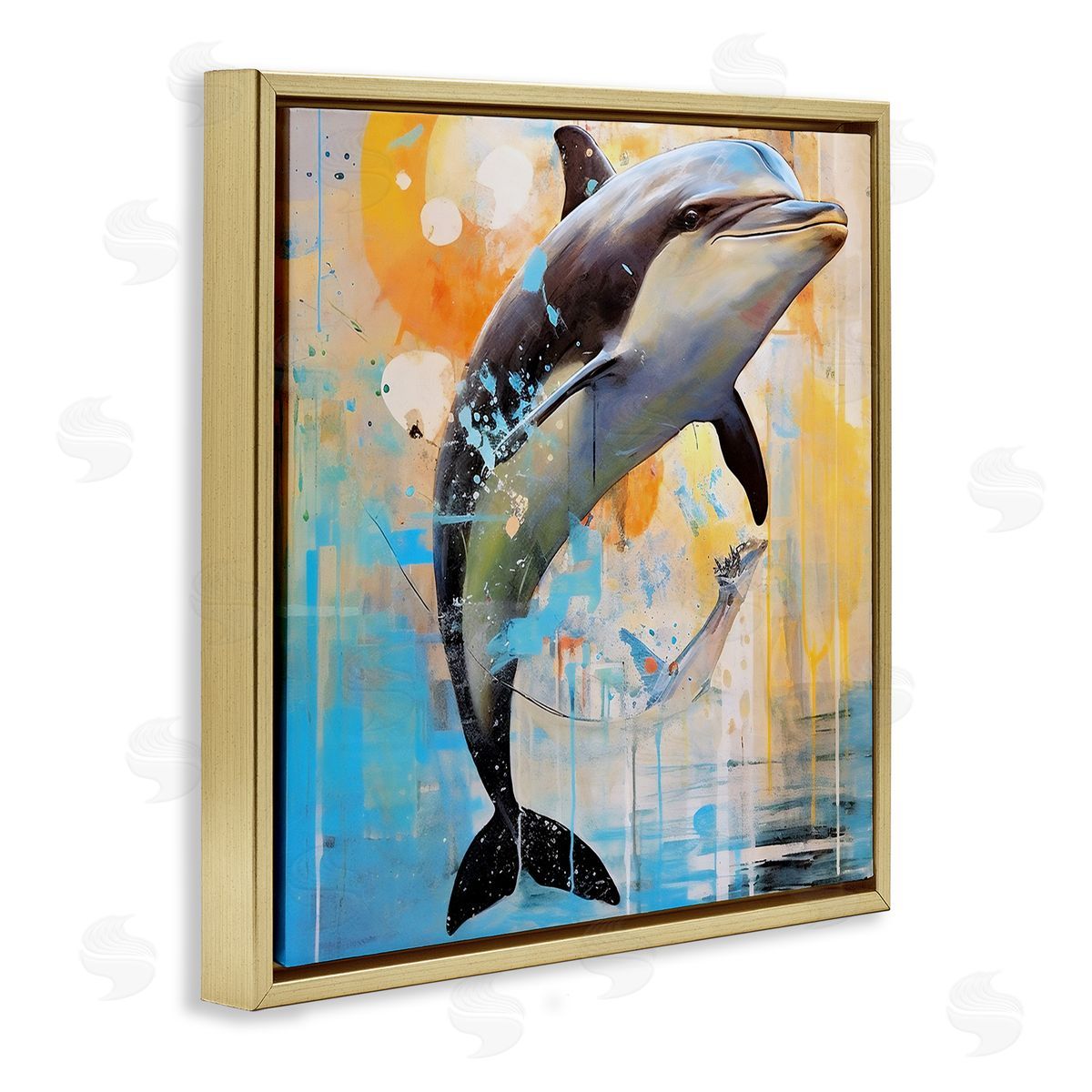 Ray Powers Abstract Sea Life Portrait Gold Floater Frame Canvas Artside_