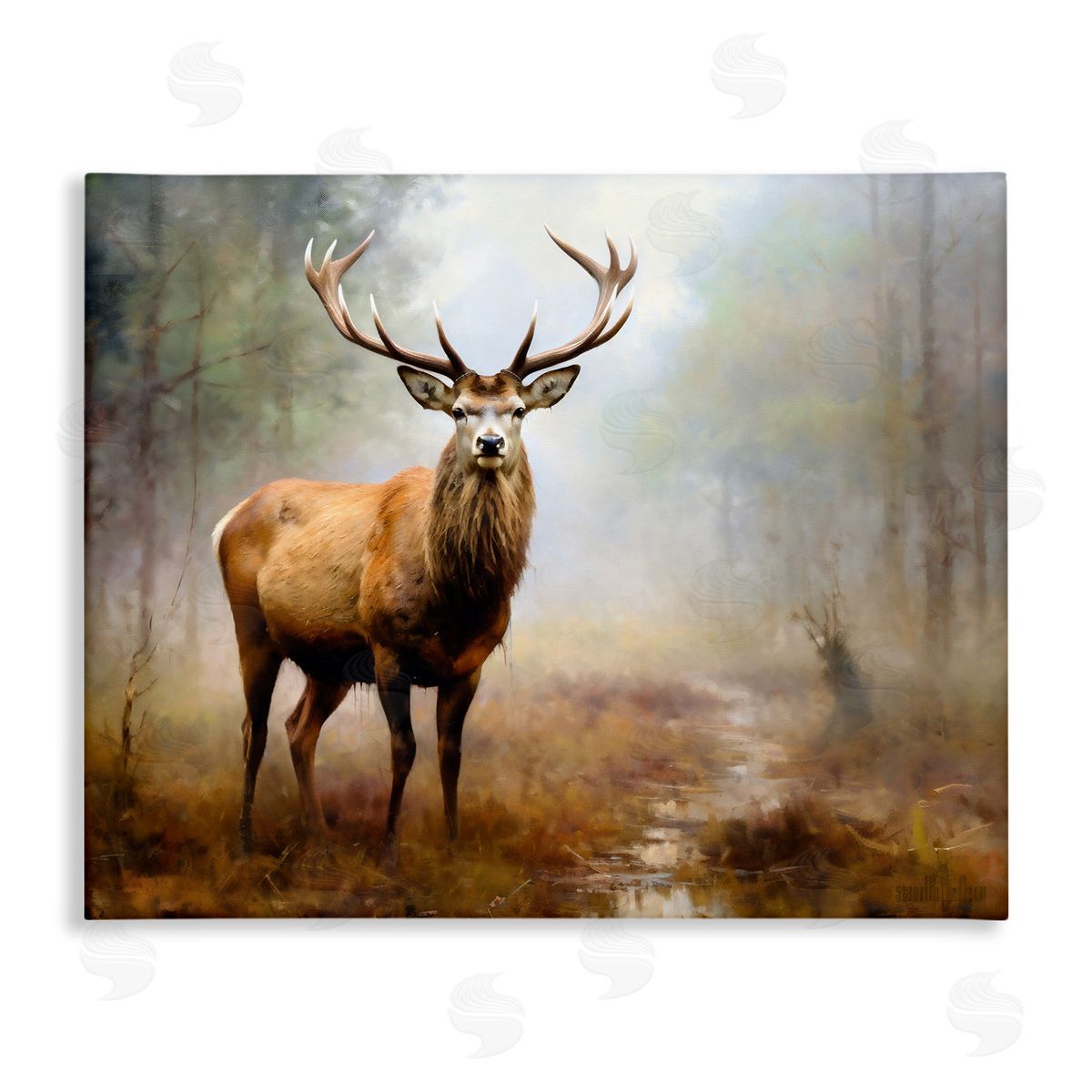 Ray Powers Deer Woodland Trees Canvas Wall Art