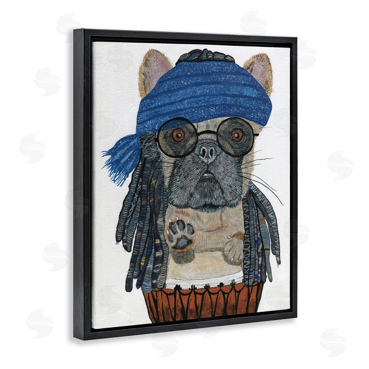 Melissa Symons Pug with Dreads Black Floater Frame Canvas Artside_