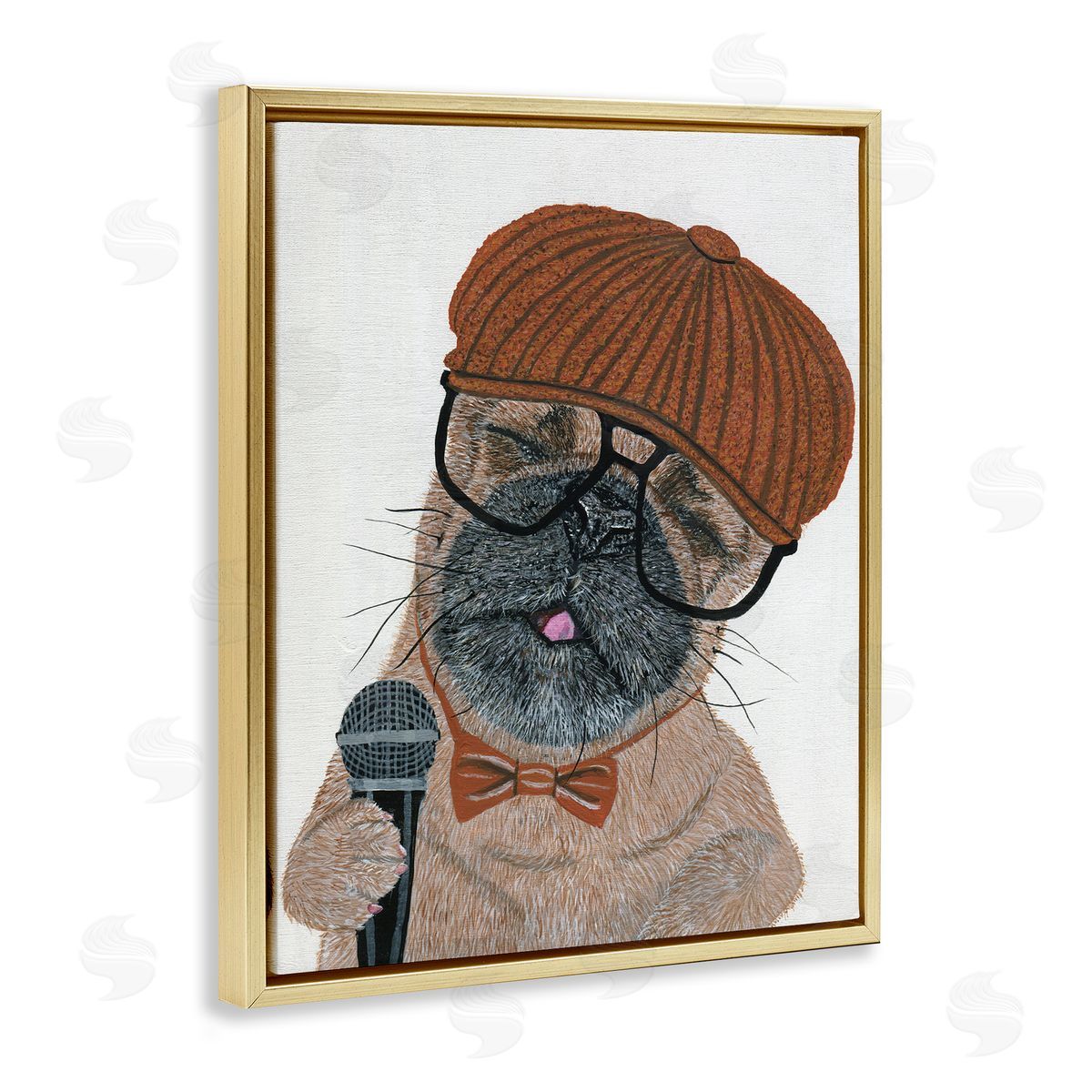 Melissa Symons Hipster Pug Portrait Gold Floater Frame Canvas Artside_