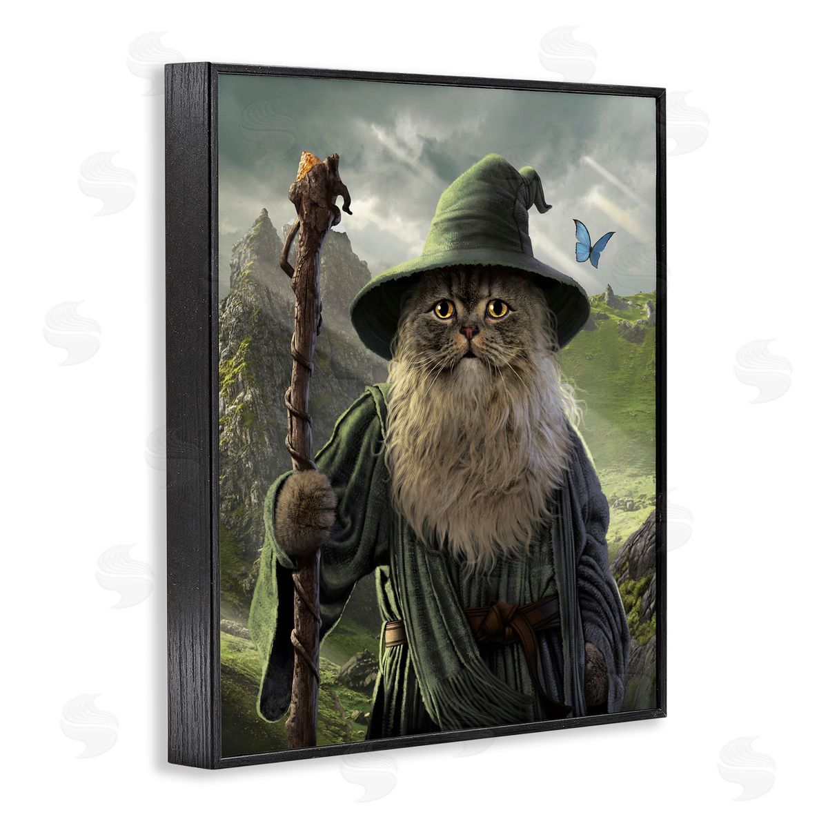Vincent Hie Fantasy Wizard Cat Black Framed Giclee Wall Artside_