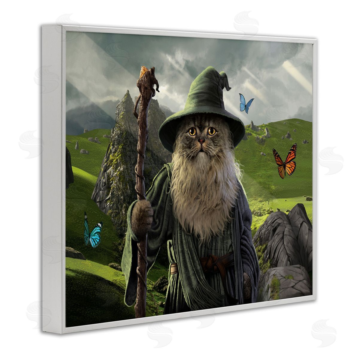 Vincent Hie Fantasy Wizard Scene White Framed Giclee Wall Artside_
