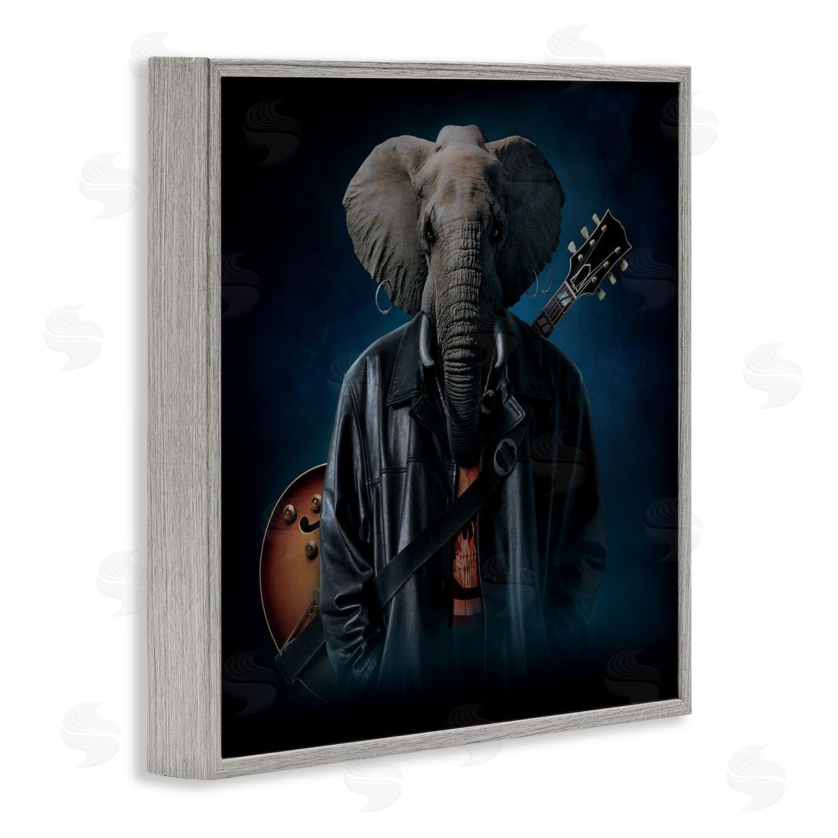 Vincent Hie Rock Musician Elephant Gray Framed Giclee Wall Artside_
